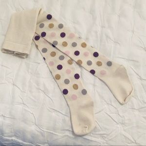 Cat & Jack cream tights with polka dots